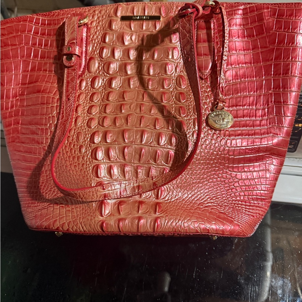 Brahmin Red Croc-Embossed Tote Bag
